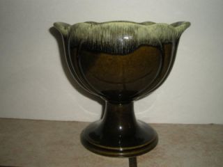 Vintage Hull Pottery Green Drip Footed Planter Vase F 33 5 5 inches
