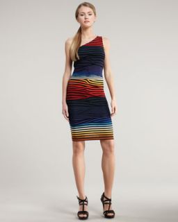 Nicole Miller Sunset Striped One Shoulder Dress   