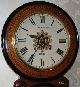 Holloway Co London Marquetry American Prize Medal Regulator Wall Clock