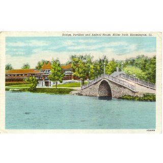 1940s Vintage Postcard   Bridge, Pavilion and Animal House
