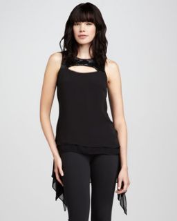 BCBGMAXAZRIA Bianca Sequined Handkerchief Tank   