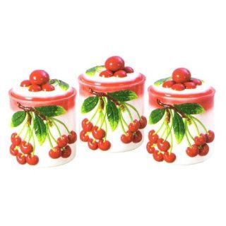 CHERRY 3 D Canister Set of 3 Canisters Cherries *NEW