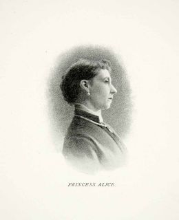 1894 Print Princess Alice Duchess Hesse Rhine Royalty Victoria England