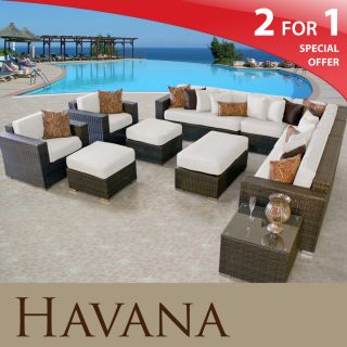 Havana Outdoor Set Wicker Furniture New Sectional Patio Ivory – Free