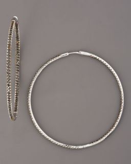 Roberto Coin Black Diamond Hoop Earrings, 1 1/8   