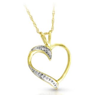 Cute 9 ct Gold Women Heart Diamond Pendant + Chain Princess Cut I I1