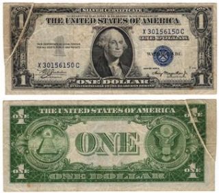 Paper Money Error Series 1935 A $1 00 Silver Certificate with A Gutter