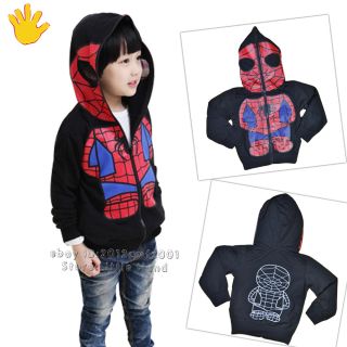 New Kids Spiderman Coat Boys Hoodies Girls Full Zipper Mask Jacket