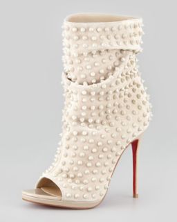 S9694 Christian Louboutin Slouchy Spiked Open Toe Red Sole Bootie