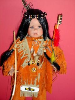 Gene Schooley Soaring Eagle Indian Porcelain Doll Nice MIB