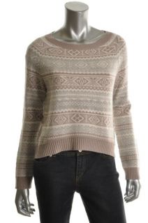 Hayden New Taupe Cashmere Crew Neck Long Sleeves Crop Pullover Sweater