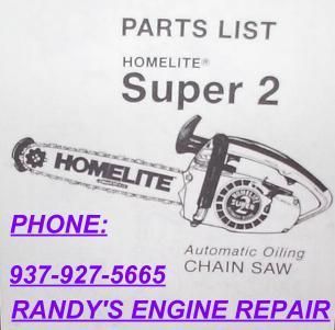 Parts List Manual IPL Homelite Super 2 Chainsaw