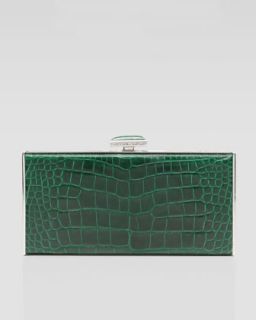 East West Rectangle Clutch Bag, Emerald