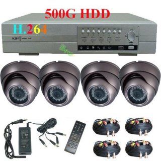 4 armour dome ccd camera cctv 500g dvr security system dhl