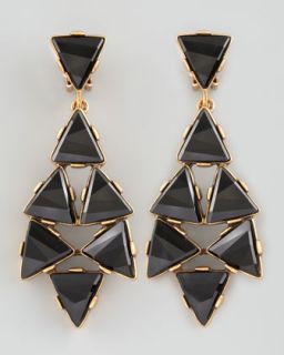 Y18MA Oscar de la Renta Triangle Cluster Clip Earrings, Black