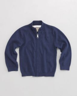 Burberry Zip Front Sweater, Navy   