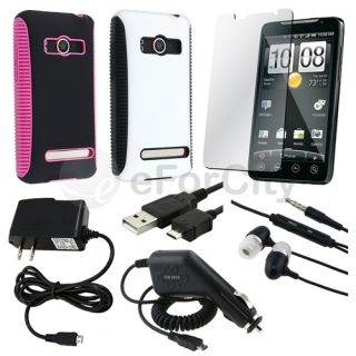  Hard Phone Case LCD SP DC AC Charger USB Headset for HTC EVO 4G