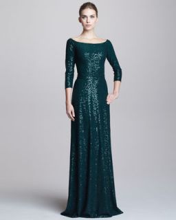David Meister Metallic Lace Gown   