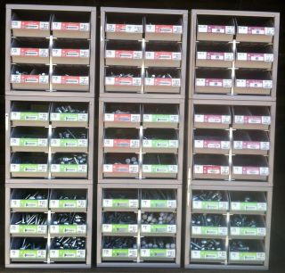 Hillman Fastener Hardware Display   9 Cabinets with 7,024 Bolts, Lag