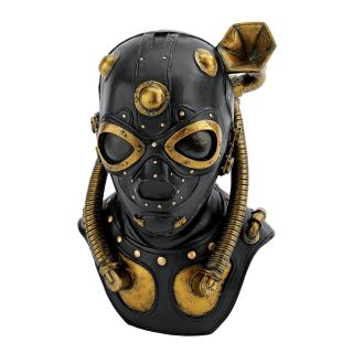  Steampunk Industrial Straps Valves Hoses Gas Mask Statue