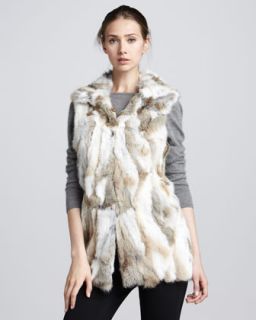 Adrienne Landau Leopard Print Rabbit Fur Vest   