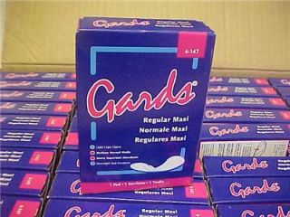 Gards No 147 Kotex Sanitary Napkins Vending 250 Case Maxi Pads 4 Pads