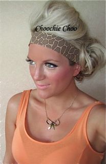 Brown Giraffe Animal Print Vtg Head Hair Band Choochie
