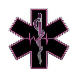 Pink EMT EMS Star Of Life With Heartbeat   2 h