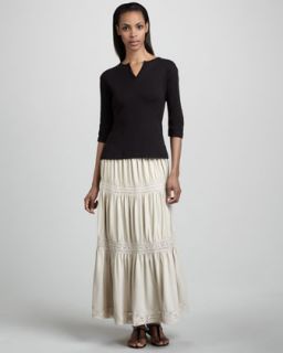  maxi skirt available in azalea $ 188 00 joan vass lace trim tiered