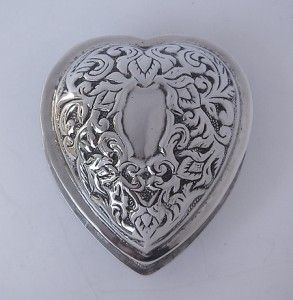 italian 925 silver heart shaped trinket box