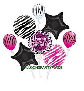  Zebra Pink Black Birthday Party Supplies Jungle Balloons 9 Hot