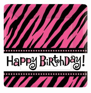  Fabulous 10 Square Dinner Plates Hot Pink Zebra Birthday Party