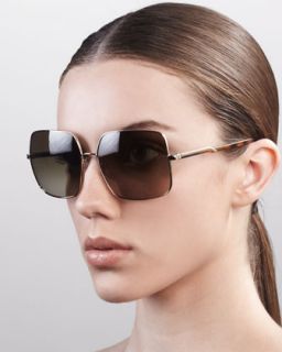 D0CYA Stella McCartney Sunglasses Square Metal Sunglasses, Golden