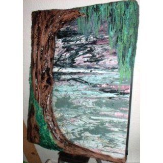 MODERN ART W/SCULPTED RELIEF TREE ABSTRACT PAINTING