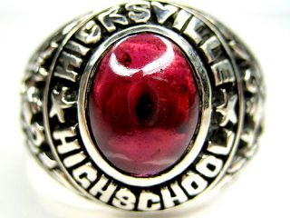 Hicksville High School Garnet Mens 925 Silver Ring 9 S