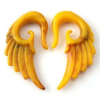 9/16 Acrylic Yellow Mustard Color Angel Wing Design Ear