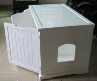 NEW White Cat Washroom Bench Litter Cover Organizer Extra Large 37