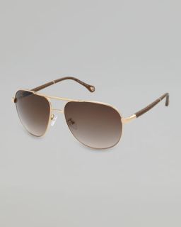 N20V9 Ermenegildo Zegna Metal Aviator Sunglasses, Gold