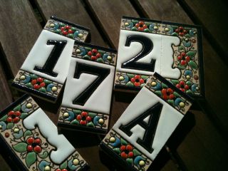 Spanish House Number Name Plaque Sign Set of 4 Tiles
