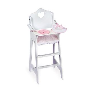 Girls Badger Basket Doll High Chair with Plate Bib and Spoon Pink