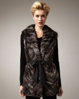 Diane von Furstenberg Fur Shawl Collar, Smoke   