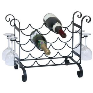 Concept Housewares Solid Metal Wine Bottle and Glass Counter Rack NW