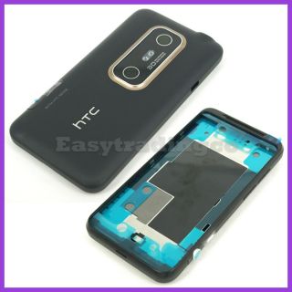 Housing for HTC Evo 3D Color Black with Gold Camera Ring Free T5, T6