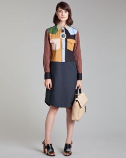 B23H3 Marni Colorblock Poplin Shirtdress