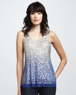  sequined mesh tank available in gold blue $ 260 00 renzo and kai ombre