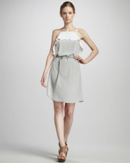  ruffled dress available in silver optic whit $ 265 00 ali ro two tone