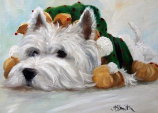 Mary Sparrow Westie Highland Terrier Two Christmas Prints Santa Clause