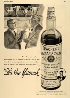 1937 Ad Teachers Highland Cream Scotch Whisky Original Advertising
