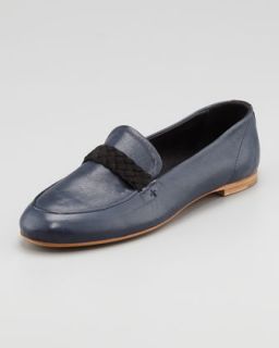 X1FA3 Rag & Bone Saville Braided Loafer, Navy