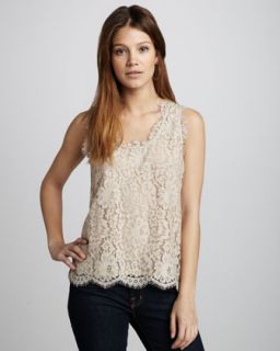 Burberry London Puff Sleeve Lace Blouse   